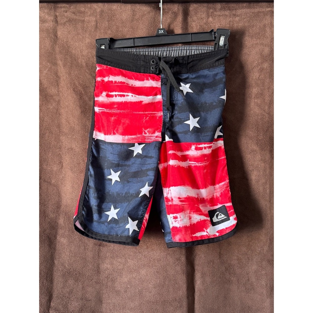 Quiksilver Kids American Flag Board Shorts‎ Size 7 Boys Swim Trunks